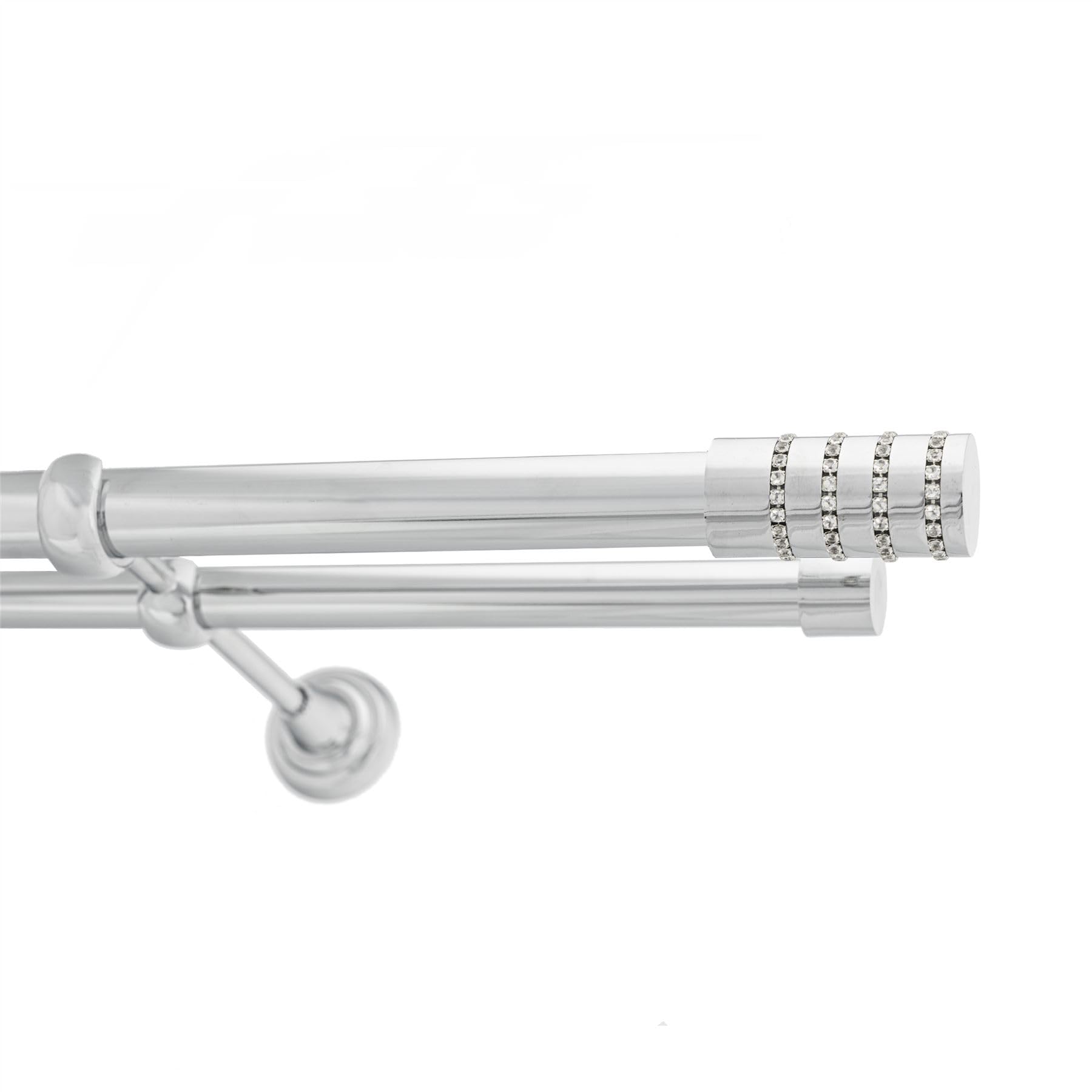 Ianpav Roseti Double Metal Curtain Pole 25/19Mm With Finials Rod Classic Brackets 290Cm Chrome