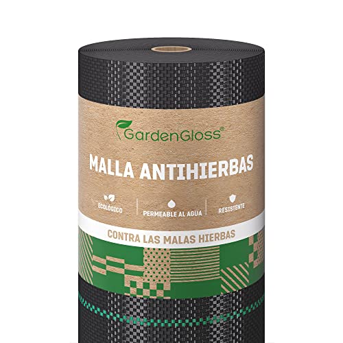 GardenGloss 50m² Malla Antihierbas 100g/m² - Permeable al Agua y estable a los Rayos UV - Geotextil resistente al desgarro para Jardín - Tela Antihierba contra Las Malas Hierbas (50m x 1m, 1 rollo)