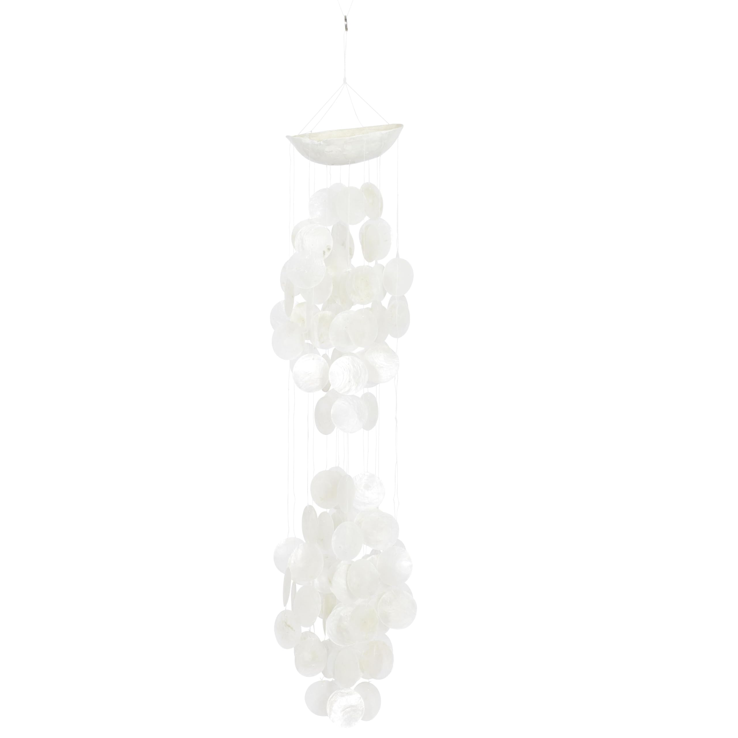 Deco 79 33121 Contemporary Capiz - Campana a vento, 12,7 x 68,6 cm, colore: Bianco