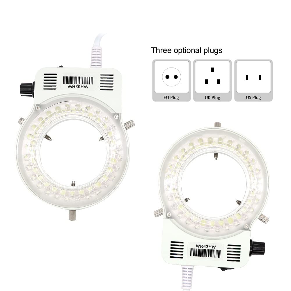 Microscope 144LED/56LED Microscope LED Ring Light Illuminator Lamp for Microscope Ring Light Industrial Stereo Microscope Camera Light Source(144LED Black)