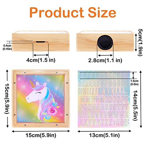Image of ICOSY Piggy Bank for Kids, Wooden Framed Coin Bank | Personalized Money Box for Kids with DIY Name Alphabet Stickers and Clear Acrylic Window for Money Saving