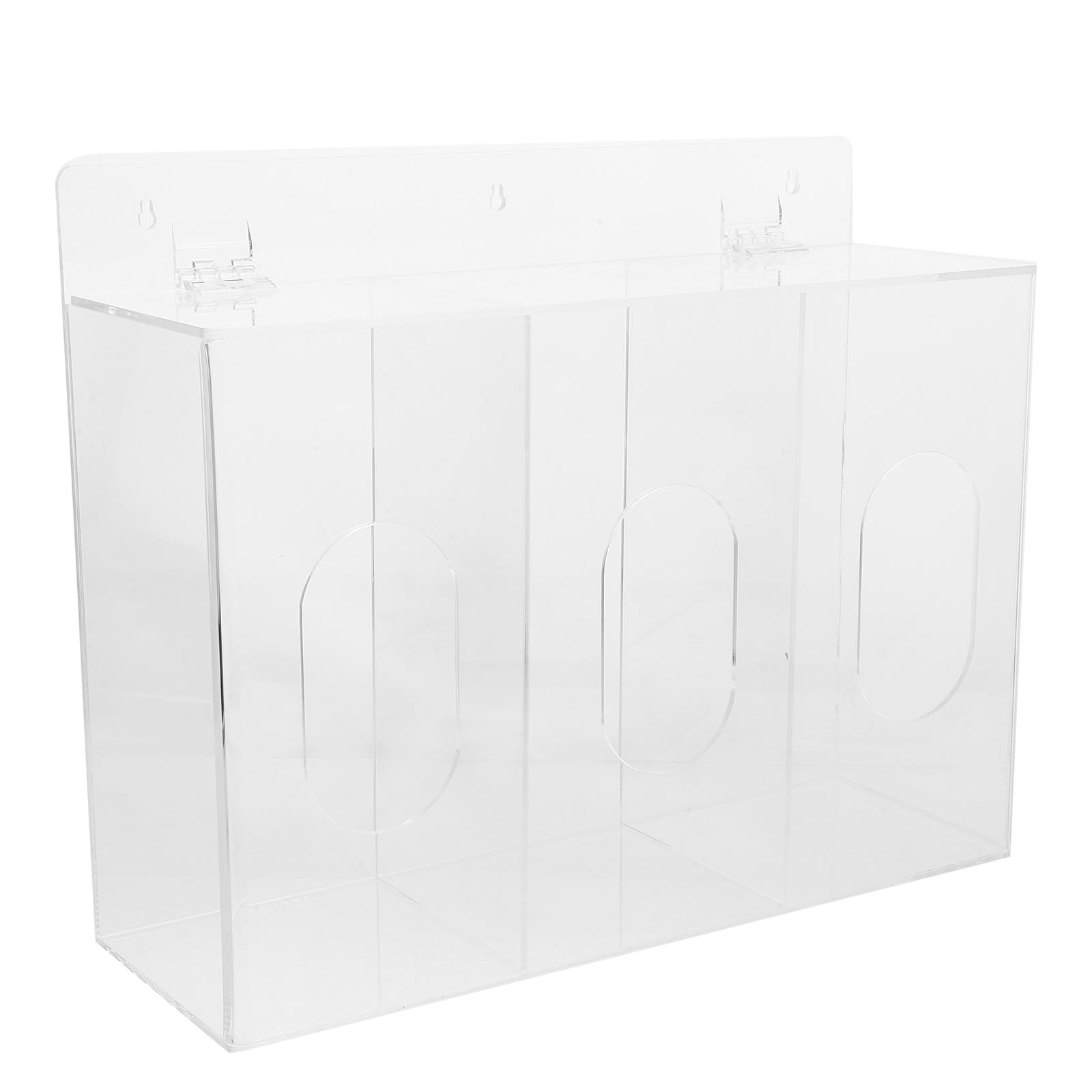 Dispenser per Guanti da Parete in Acrilico Trasparente, Contenitore Organizer per Mascherine 3 Scomparti, Porta Guanti da Montare per Laboratorio e Uso Industriale