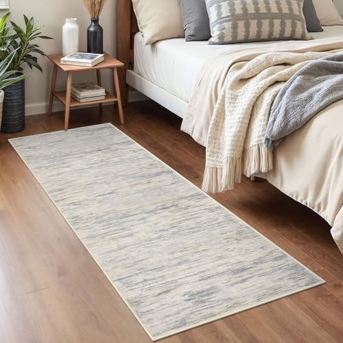 2x5 Gray Beige Neutral Modern Abstract Runner Rug for Hallway, Super Soft Hallways Decor Kitchen Rugs with Non-Slip, Non-Shedding Washable Rug for Entryway Bedroom Laundry Indoor
