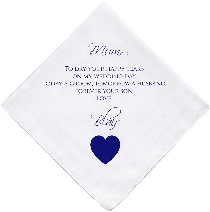 Mother of the Groom Personalised Handkerchief Wedding Gift Keepsake Hankie Fa.