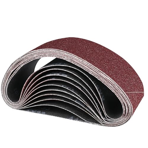 STEBRUAM 10 piezas Bandas de Lija 65 x 410 mm, 60/80/100/120/240 Mix grano Para Lijadora de Banda