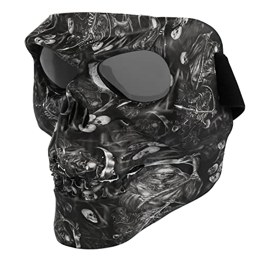 Image of Flantor Spooky Skull Face Mask for Airsoft Paintball Motor Racing Polarized Lens (Skull Black)