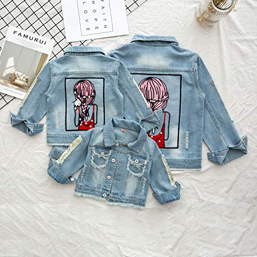 ANATA Little Girl Denim Jacket Button Down Jean Jacket Long Sleeve Denim Coat2
