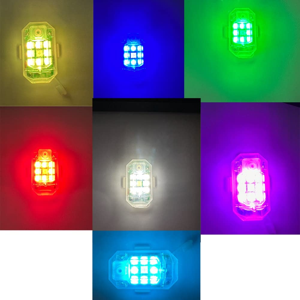 4 Piezas de Luz EstroboscóPica LED de Control Remoto InaláMbrico para Coche, Motocicleta, Bicicleta, 7 Colores, LáMpara de Advertencia de Flash AnticolisióN