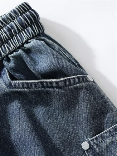 Men's Jeans Lightweight Washed Straight Denim Pants Big Size Wide Leg Baggy Jeans Trousers3