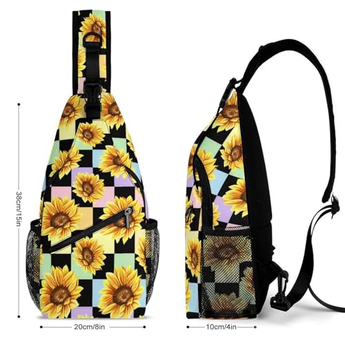 Sunflower Leopard Pattern Large Capacity Sling Bag Cross Chest Bag Travel Hiking Crossbody Bag Daypack for Women Men2
