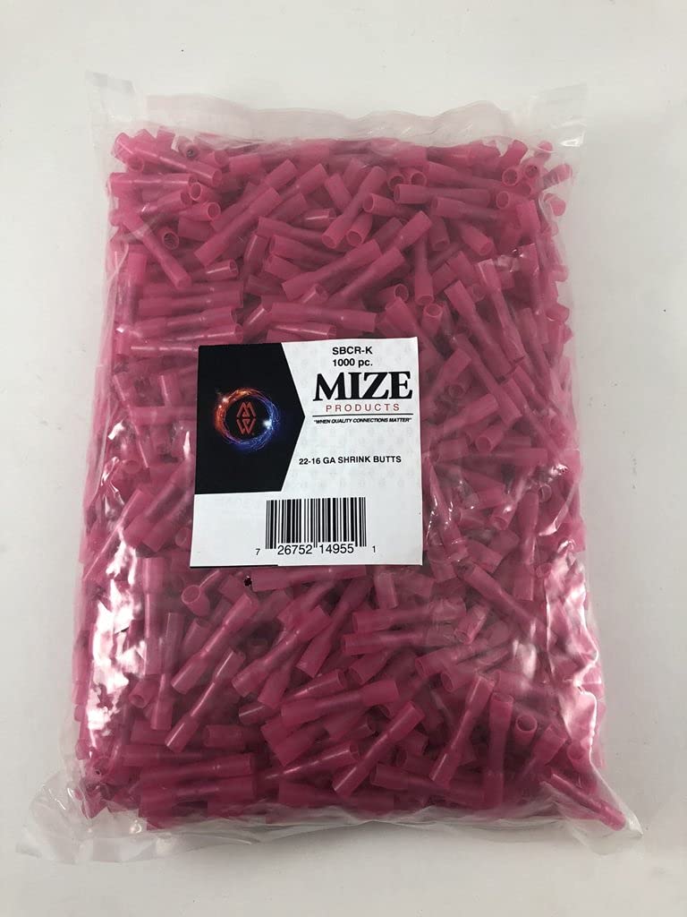 Mize 1000 Pc Heat Shrink Butt Connectors (Red 22-16 GA)