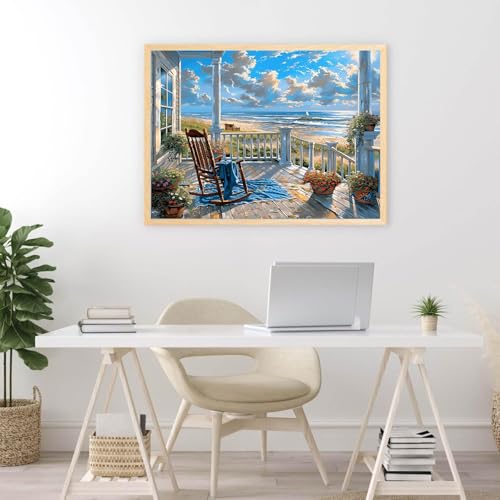 Image of ARPADAMO Landscape Diamond Art Kits for Adults,5D Beach Diamond Painting DIY Animal Diamond Art Diamond Painting Kit for Adult,Round Full Drill Diamonds, Diamond Art Kits for Home Decor-12x16inch