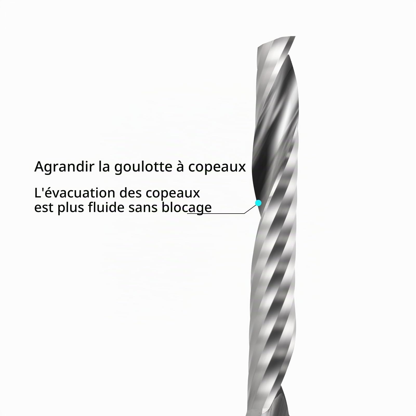 Fraise CNC, fraise à tige, fraises à bois, fraise CNC, fraises monotranchante VHM avec tige de 6 mm x longueur de coupe de 42 mm Fraises à tige CNC pour plaque de densité, plastique, PCB, PVC