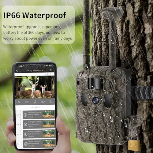 Image of T9 4G Trail Camera with Solar Panel, 2.7K Video, 14MP Photos, IR Night Vision, GPS, 0.35s Trigger Speed IP66 Waterproof, Live View Remote APP Access for Wildlife, Farm and Forest Security