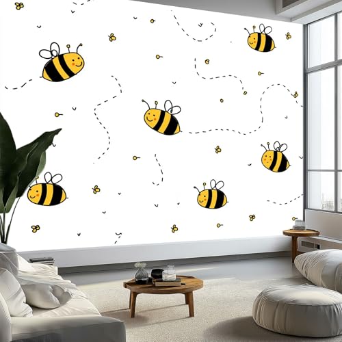 Papier Peint Intissé Panoramique Abeille pour Customiser un Mur Blanc - 5