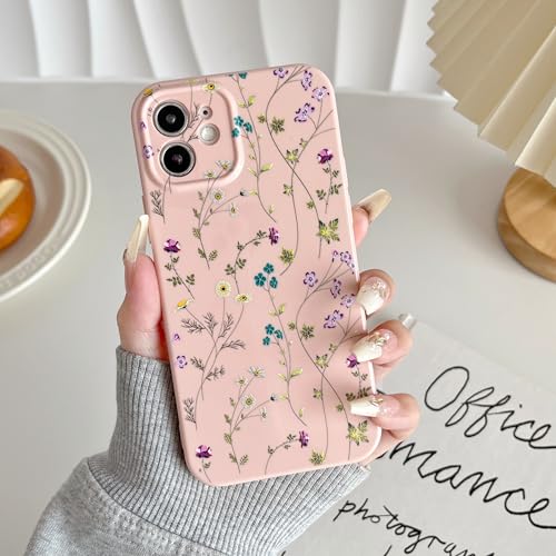 Image of RALEAVO Floral Case for iPhone 12, Flower Branch Pattern Design Cute Cover Case for Girls Women Slim Thin Soft Silicone Shockproof Anti-Slip Phone Case for iPhone 12 (6.1 inch),Pink | for iPhone 12 Case with Cute Flower Branch Pattern Design,Pretty Case for Girls Women,Soft Silicone Shockproof Cover