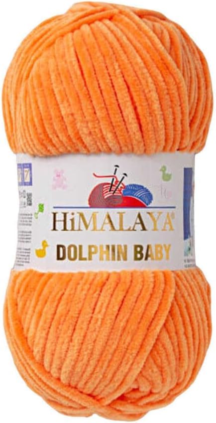 Himalaya Dolphin Baby Yarn Each Skein 100gr 120m Super Bulky Yarn for Knitting&Crocheting Ideal for Cardigans Shawls Blankets Hats and Home Textiles (1, 80316 Dry Orange) — image 1