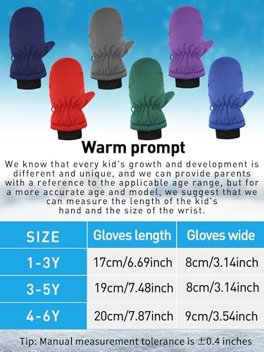 6 Pairs Waterproof Gloves Kids Winter Snow Mittens Windproof Ski Gloves for Weather Children Outdoor Activities3