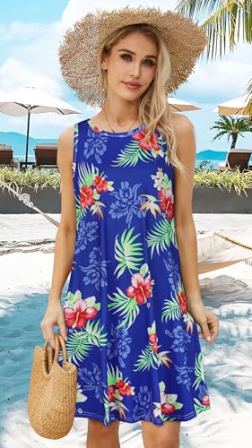 Image of elescat Women's Summer Dresses Casual Sleeveless Loose Sundress with Pocket