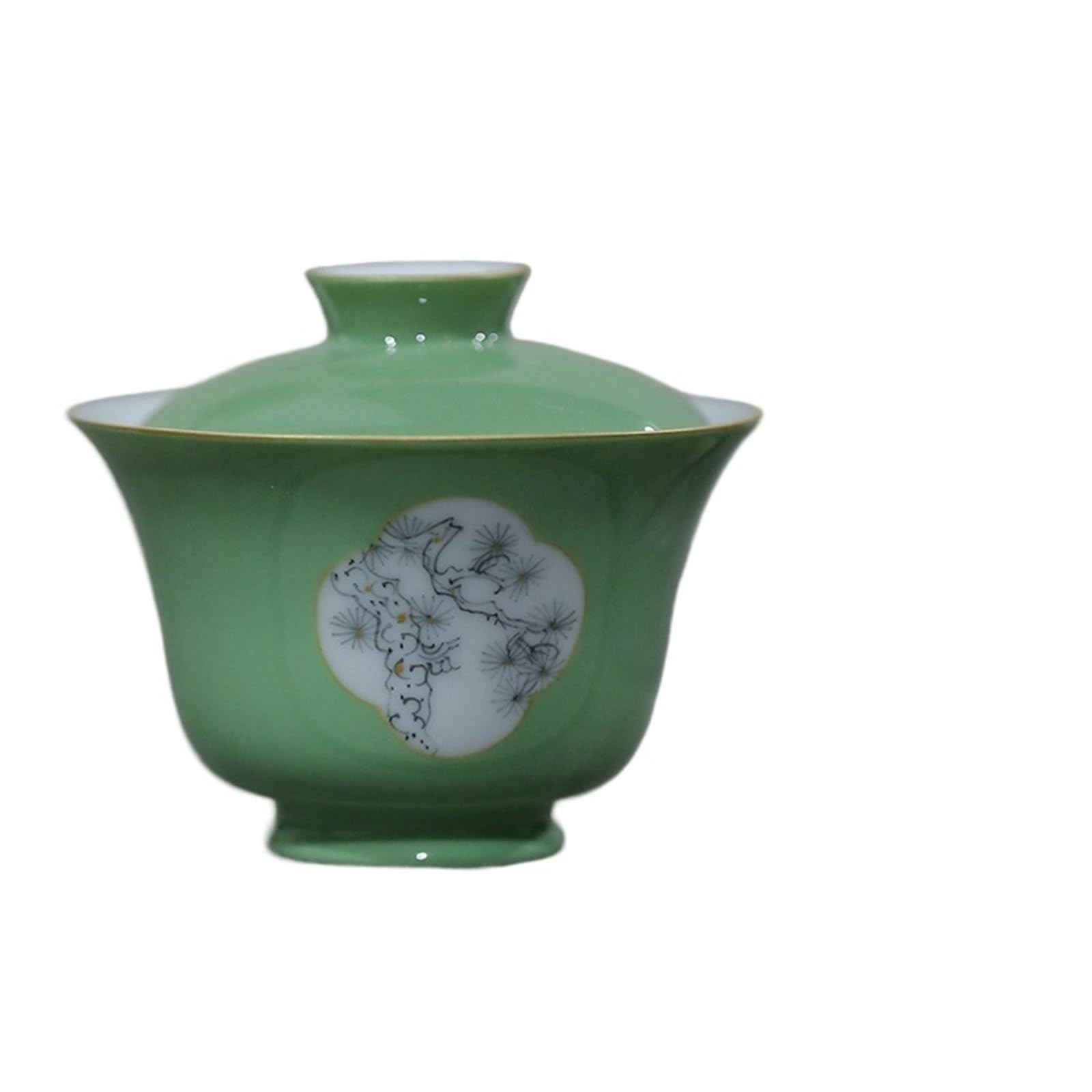 105 ml antyczna ręcznie malowana sosna Gaiwan retro zielone otwarte okno herbata Tureen pokrywa do zaparzania herbaty miska herbata kung fu