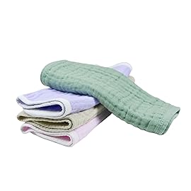 Synrroe Burp Cloths Large, Muslin Burp Cloths for Baby Girls and Boys, Pack of 4 Extra Absorbent and Soft Muslin, 6 Layers 20 by 10 Inches 100% Cotton (Mix 4 Pack Pink Green)