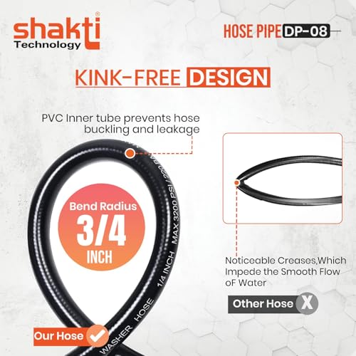 Image of Shakti Technology 15 Meter Hydrolic Pipe For Pressure Washer - Steel Braided Output Hydraulic Hose Pipe - 3200 PSI Pressure Washer Pipe - Suitable For M22 inch Brass Connector