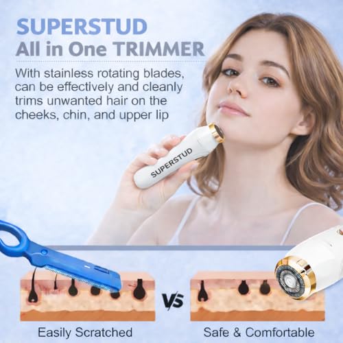 Image of Facial Hair Removal Machine | Trimmer For Women | Eyebrow Trimmer & Epilator | 2 In 1 Trimmer | 1-Year Warranty | Nose Hair Removal Machine - White (4, PORTABLE)