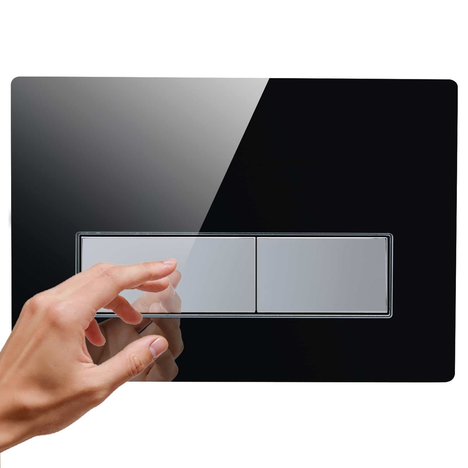 Placa de Descarga WC, compatible con Geberit, Sigma, UP300 y UP320, equipada con kit de palanca de descarga y marco de instalación, dimensiones de la placa250×170mm,material acrílico.（Negro）