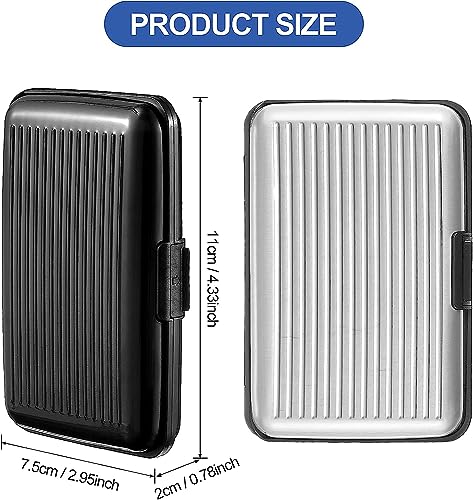 2 Pieces Credit Card Holder Slim Mini RFID Blocking Credit Card Protector Aluminum Business Card Case Metal ID Organizer Wallet with 7 Slots for Women Men (Black,Silver)4