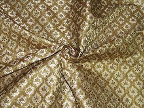 Brocade fabric ivory/cream x metallic gold color 44"wide BRO643[2]