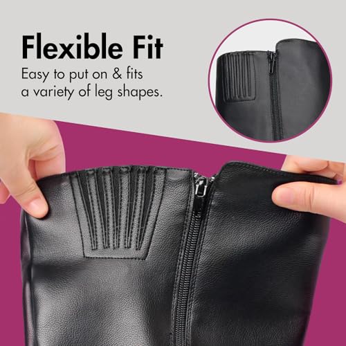 Hawkwell Women's Extra Wide Calf Pull On Side Zipper Knee High Boots2