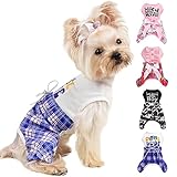 Dog Clothes for Small Dogs Boy, Cute Small Dog Pajamas, Top T Shirt and Plaid Pants, Cool Dude Pattern Puppy Clothes Dog Overalls Costume Outfits (Plaid, Car)