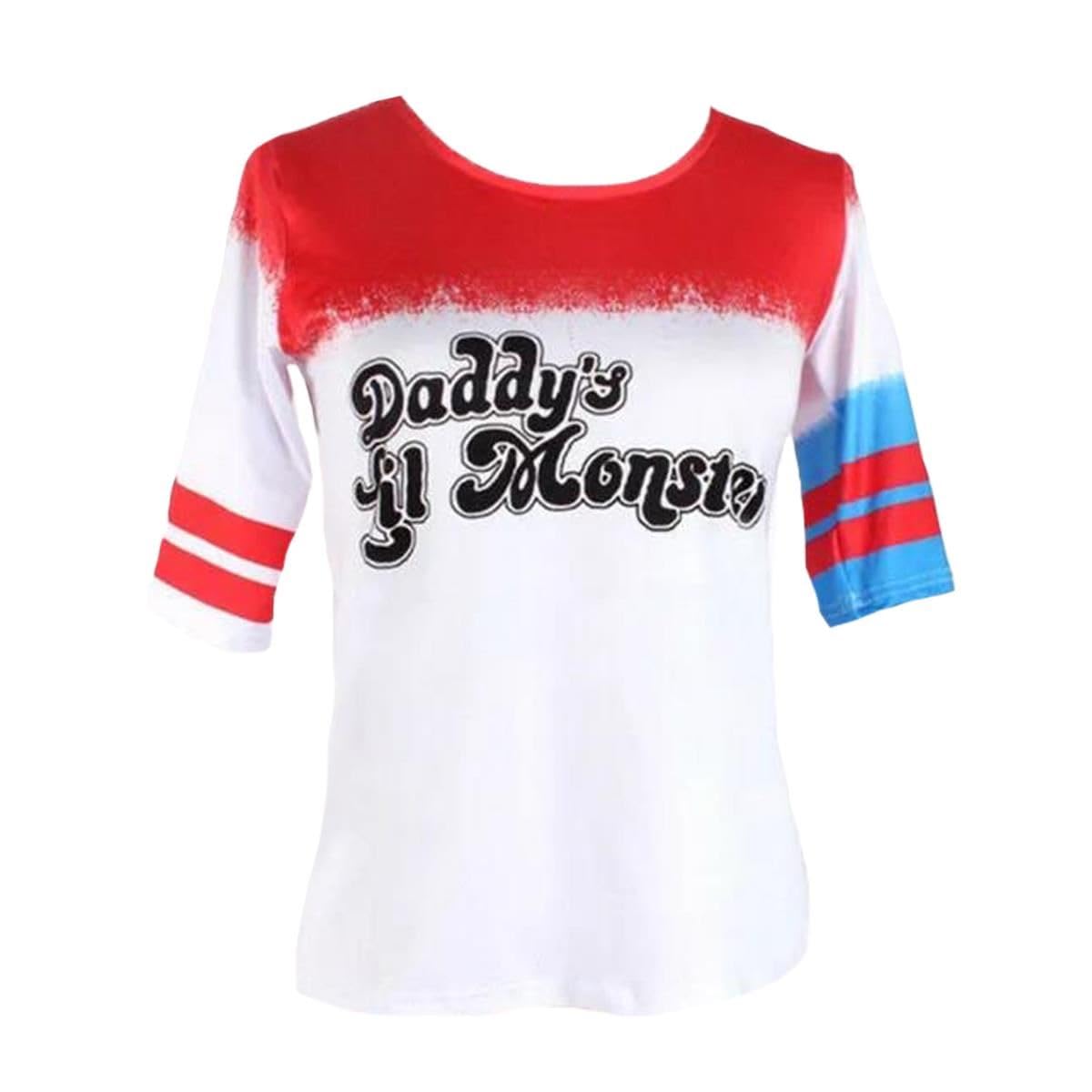Hamishkane® Red and Blue Halloween Costumes for Women and Kids Fancy Dress Costumes, Cosplay Shiny Wet Look Leggings, Knickers, Hotpants, Skater Skirt, Jackets, Daddys Little Monster T Shirt