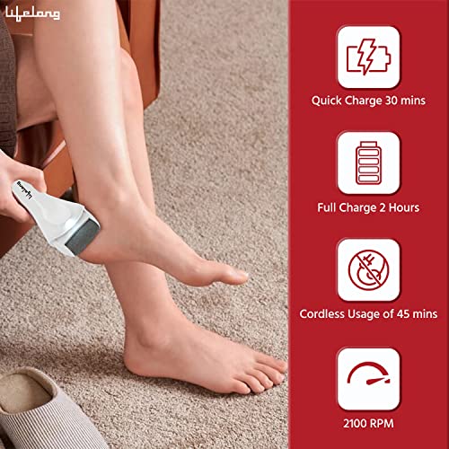 Lifelong-LLPCW04-Rechargeable-Pedicure-Device-for-Callus-Dead-Skin-Removal-Feet-Care-Pedicure-kit-for-women-for-foot-Feet-Callus-Remover-at-Home-1-Year-Warranty-White