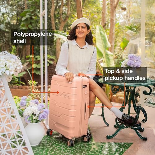 Image of Nasher Miles Paris Hard-Sided Polypropylene Check-in Luggage 28 inch | 75cm | 8 Wheels Large Trolley Bag for Travel | Suitcase (Peach)