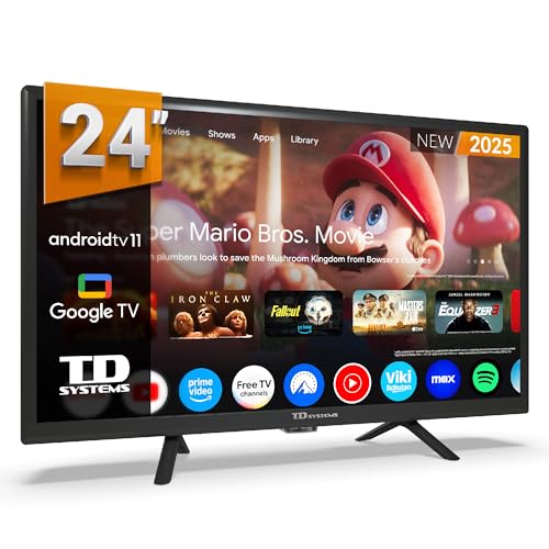 TD Systems - Smart TV 24 Pollici HDR, Android 11 GTV, Controllo Vocale, TV Digitale Terrestre 2025. Televisore con 2 Anni di Garanzia - PRIME24C19GLE