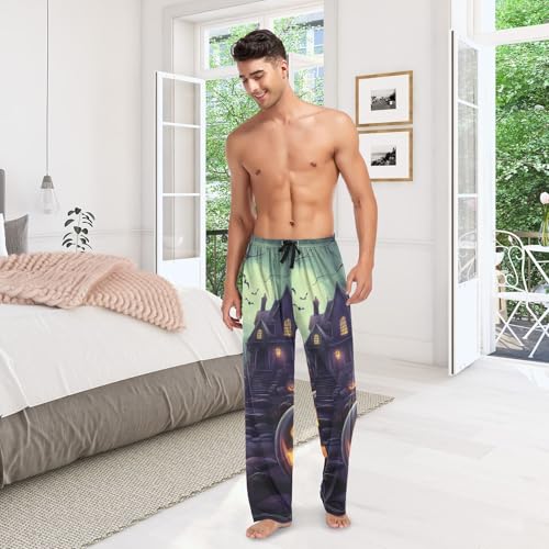 Men's Pajama Pants Scary Night Halloween Pumpkins Sleep Pajama Lounge Pant with Pockets, Elastic Waistband 6
