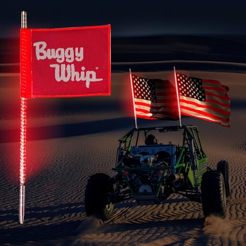 Buggy Whip Super Bright Quick Release LED Whips - Industrial Strength, Made in The USA - for UTV, ATV, SXS, Polaris, Can Am, Trucks, Mining, Construction, Safety Vehicles (Red, 4FT)