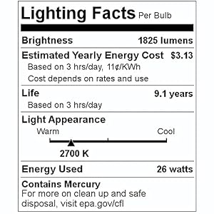 Satco CFL Bulb – 26W, T4, G24q-3 Base, 4-Pin, 841 Model (S8340) – Energy Saving Spiral Lamp - View #5