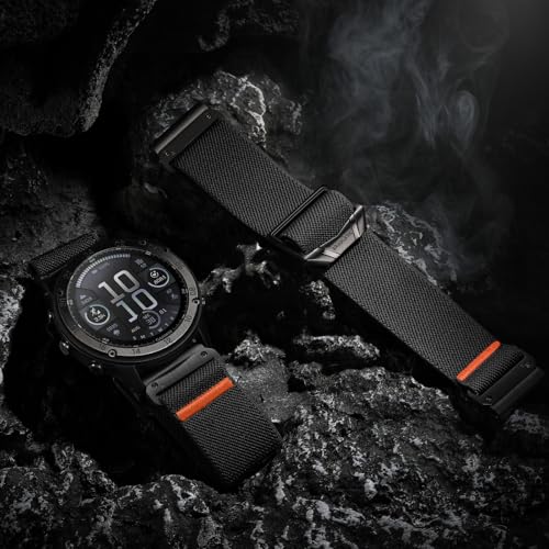 Bandletic Kompatibel mit Garmin Fenix 7X/7X Pro/6X/6X Pro/Fenix 8 51mm/5X Plus/5X/Fenix 3/3 HR Armband, 26mm Quick Fit Nylon Armband für Garmin Epix Pro 51mm/Tactix Delta Solar/Instinct 2X Solar