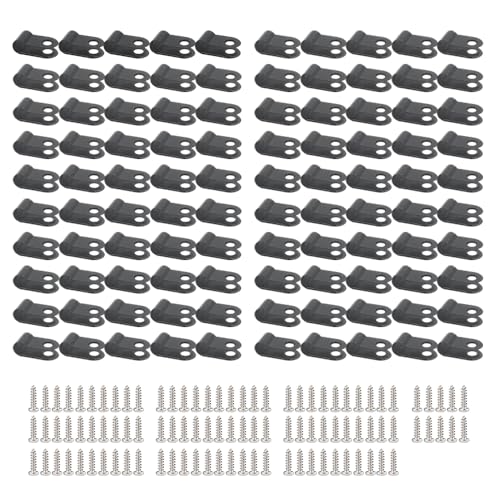 UMCHU 100 Piezas 5mm Clips de Nailon R de Nylon,Grapas de fijación por tornillo,Clips de Alambre para Cables,para Gestión de Cables Sujetadores de Clip de Alambre(Con 100 tornillos)
