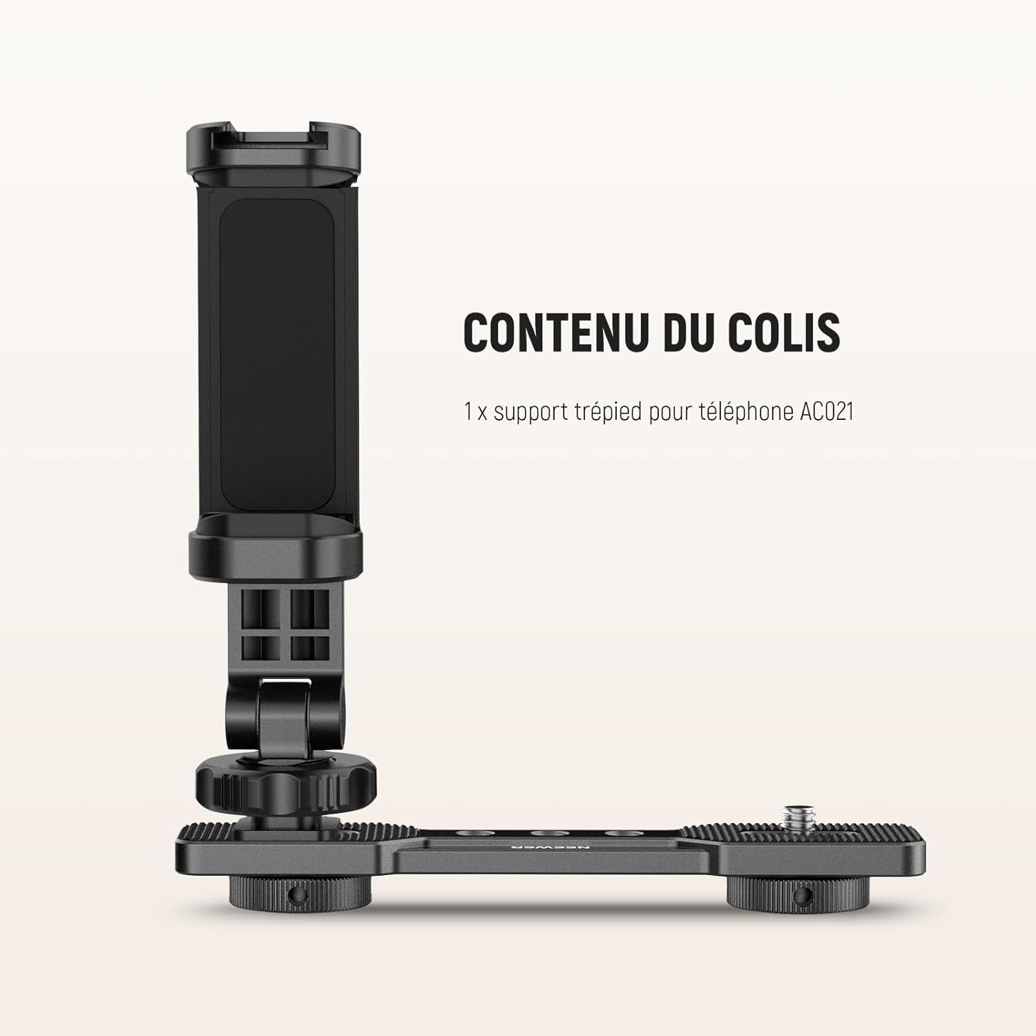 NEEWER Support de Téléphone Compatible avec DJI Osmo Pocket 4 & Pocket 3, Accessoire d'Extension,Filetage 1/4" pour Trépied/Tige d'Extension, Griffe Froide pour Mini Lampe Vidéo et Microphone, AC021