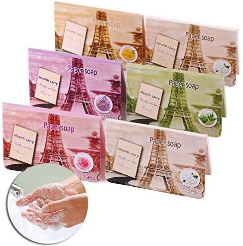 FAMILIFE Soap Sheets 12 Packs Portable Soap Paper Disposable Hand Wash Paper Soap Mini Slice Scents Travel Outdoor Use