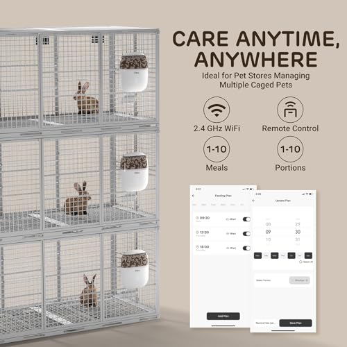 iPettie Smart WLAN Automatisierter Futterspender für Kleintiere, Kaninchen, Katzen, Hunde & Hamster, 1.8L, zeitgesteuert & portionskontrolliert, Trockenfutter 5–30 mm
