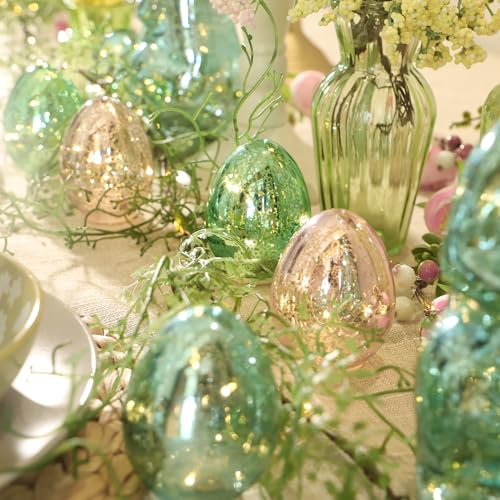 Luces huevo de vidrio artesanal para decoración de Pascua miniatura 4