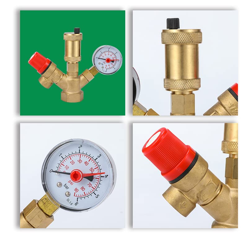 Réducteur Pression Eau DN25 32mm Laiton - Réglable 7,25-116 Psi Avec Manomètre - Vanne Régulation