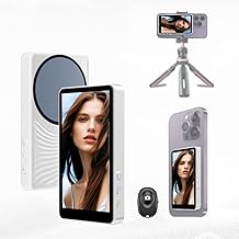 Phone Vlog Selfie Monitor Screen Accessories, Magnetic Mount Wireless Connection, Back Camera Monitor Compatible iPhone & Android Accessories,Using Phone Rear Camera for TikTok VLOG Live Stream(White)