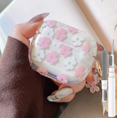 Olytop for Cute Airpods 3rd Generation Case Clear, Soft TPU Flower Air Pods 3 Gen Cover Protective Shockproof Skin Girl Women with Floral Keychain for Apple iPod 3rd Gen Case - Pink by Olytop - Used condition - US$6.30