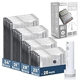 BlazeHold 20 Pack Travel Vacuum Storage Bags with USB Rechargeable Electric Pump, Compression Packing Seal Bag for Luggage, 5 Small + 5 Medium + 5 Large + 5 Jumbo Space Saver Bags for Clothing Travel