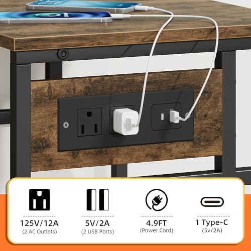 Image of YAOHUOO 3 Tier Large Printer Stand with Power Outlet /Adjustable Shelf